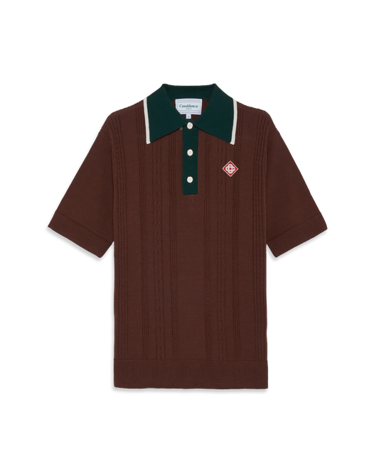 Cable Knit Oversized Polo Shirt