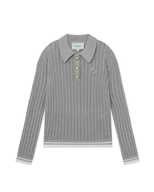 Silver Long Sleeve Polo Shirt